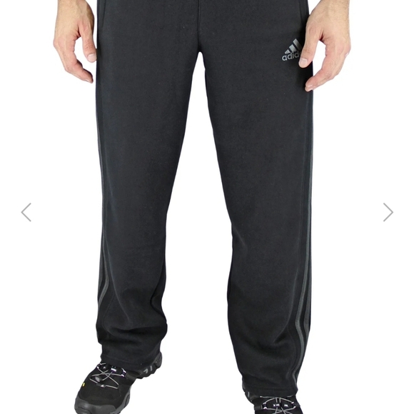 Adidas Fleece Sweat Pants 3 Stripe, Black Tricot Joggers, Mens 2X - Picture 2 of 8